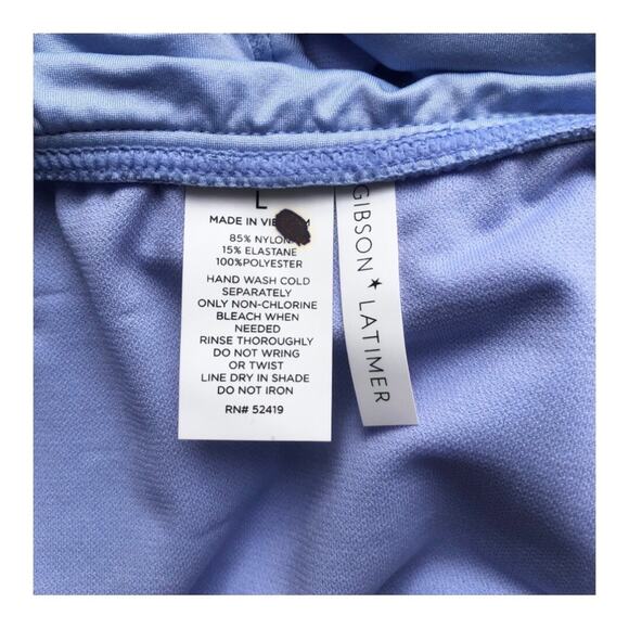 Gibson Latimer NWT Side Ruched Twist Front Band Cornflower Blue Bikini Bottom LG - Picture 7 of 10